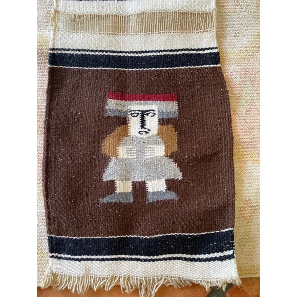 VTG Woven Wool Zapotec Indigenous Southwest Mexican Wool WALL TAPESTRY / RUG - Picture 3 of 8